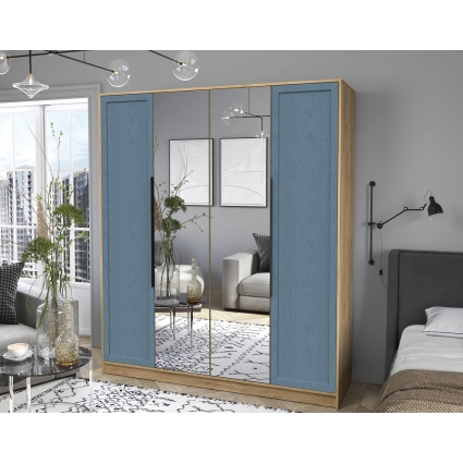 Шкаф распашной Тренд КТ-Ш4 (з) (Дуб золотой ЛДСП/ Дуб лазурный ЛМДФ) Ш1800 В2128 Г547